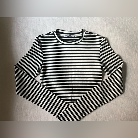 Zara Striped crop tee - Picture 1 of 3